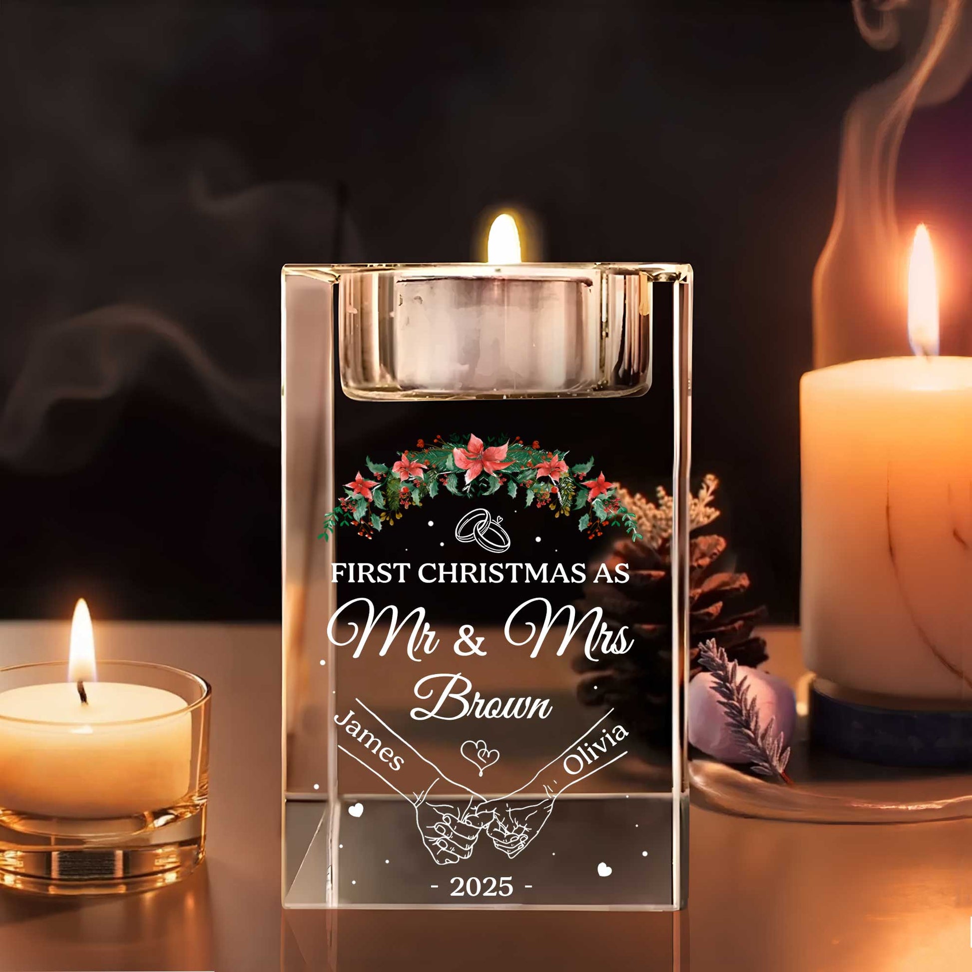 First Christmas As Mr & Mrs, Christmas Wreath And Wedding Rings