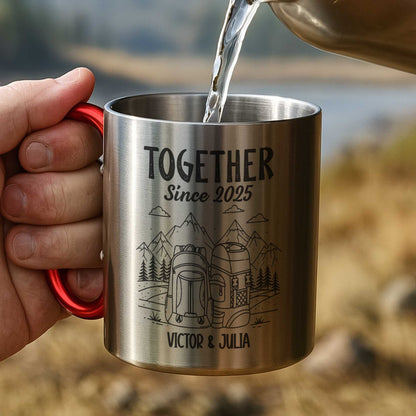 Together Since, Celebrate With Mountains And Backpacks