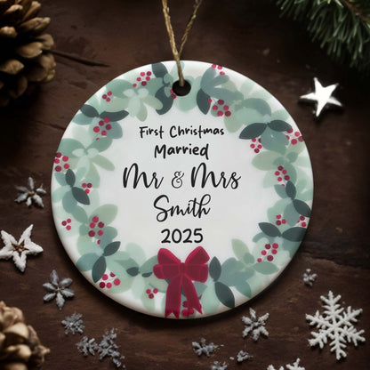 First Christmas Married With Leaves And Berries