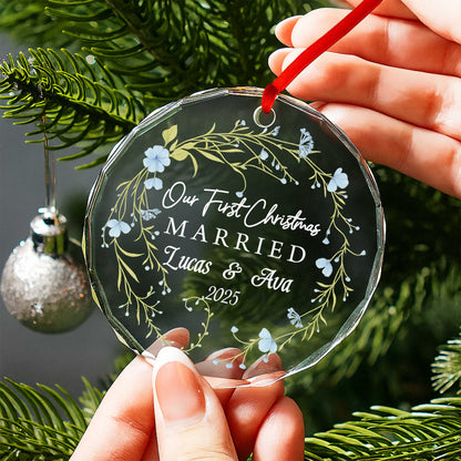 Our First Christmas Married With Flowers And Branches