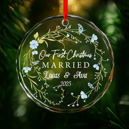 Our First Christmas Married With Flowers And Branches