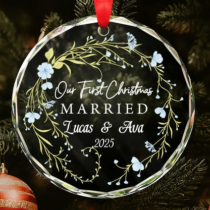Our First Christmas Married With Flowers And Branches