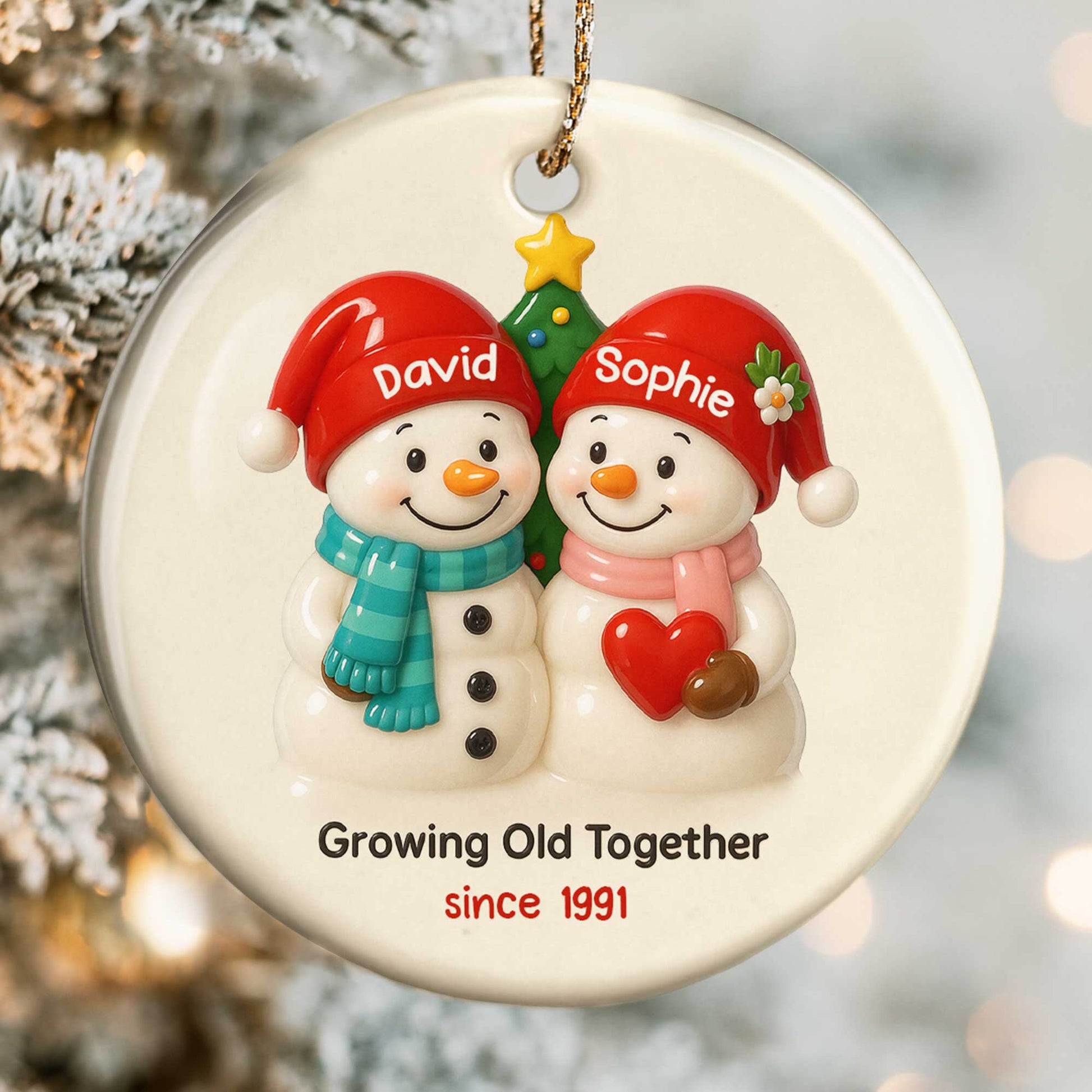 Growing Old Together Snowmen With Heart