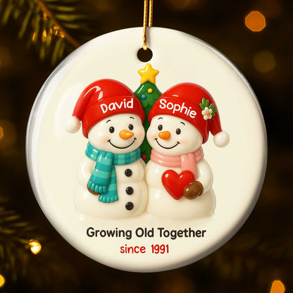 Growing Old Together Snowmen With Heart