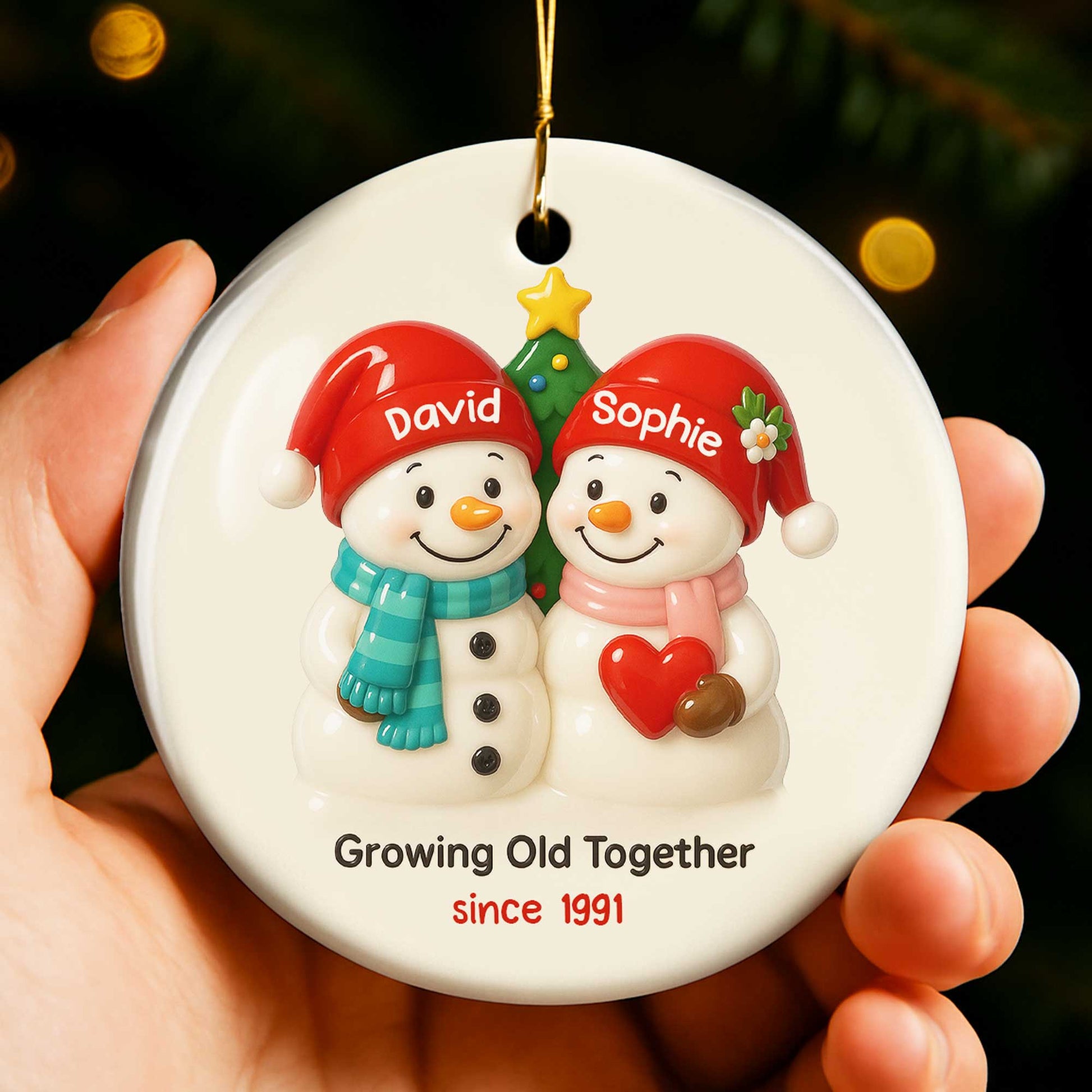 Growing Old Together Snowmen With Heart