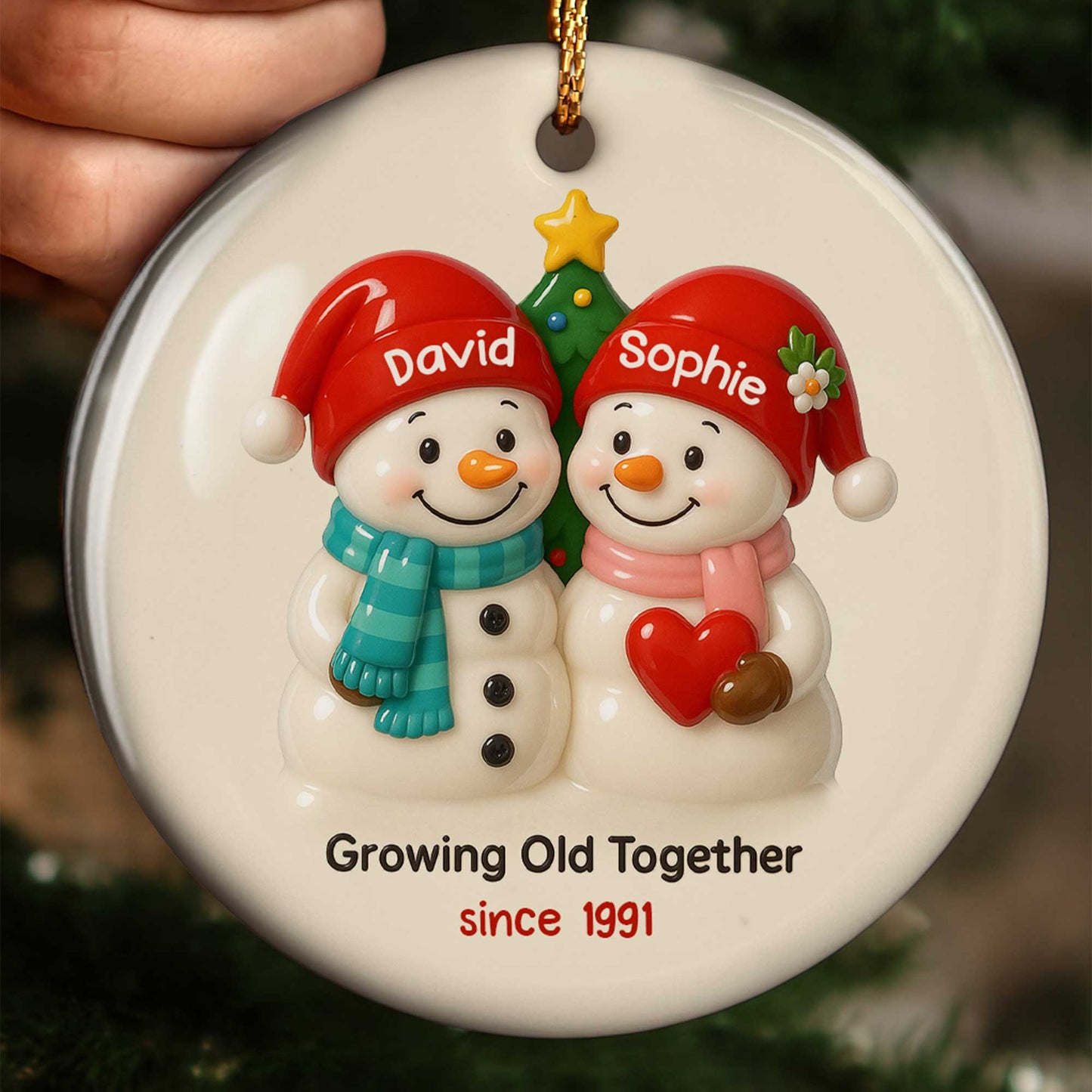 Growing Old Together Snowmen With Heart
