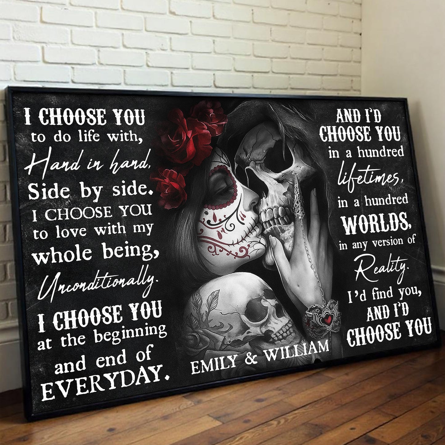 I Choose You, Skulls And Roses Design