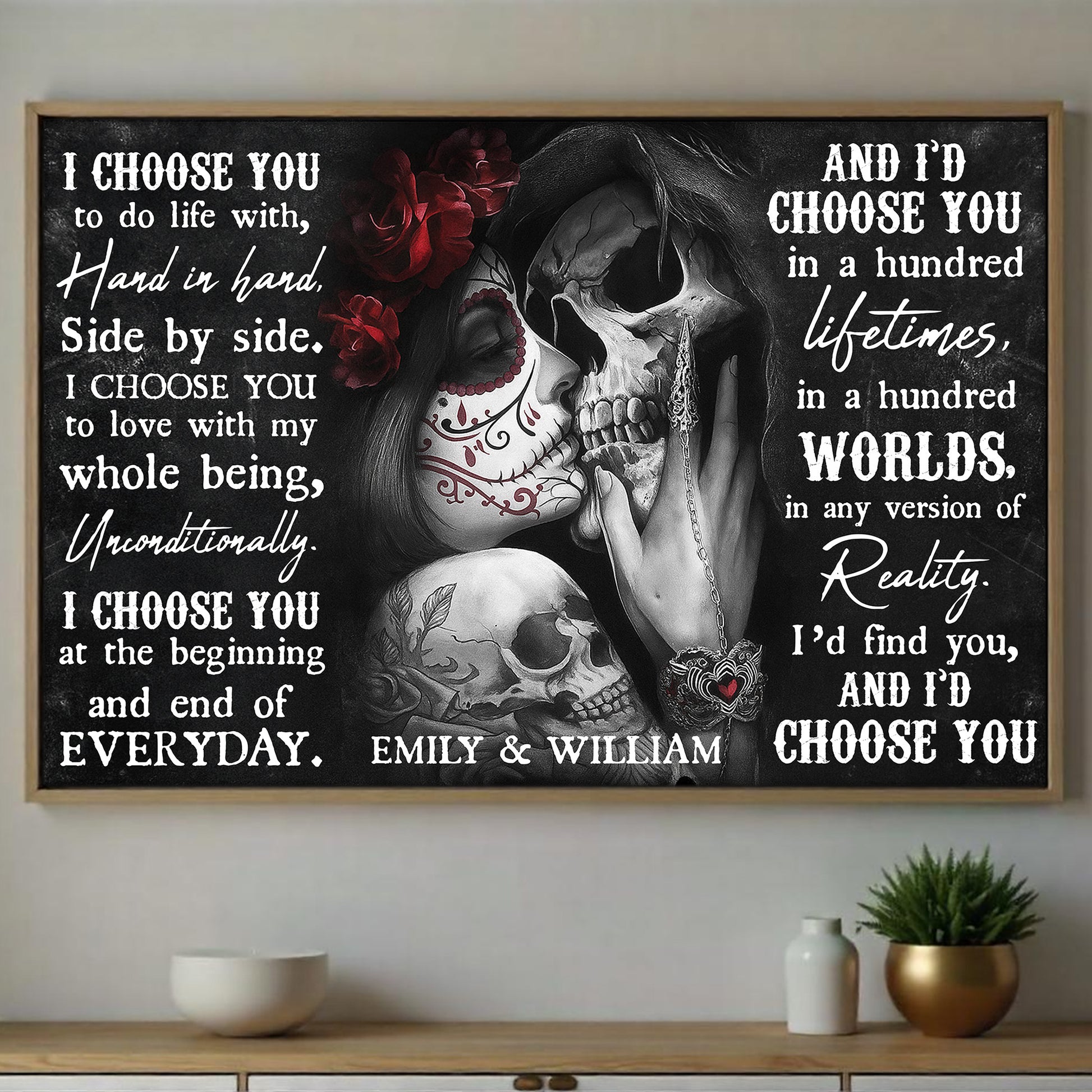 I Choose You, Skulls And Roses Design
