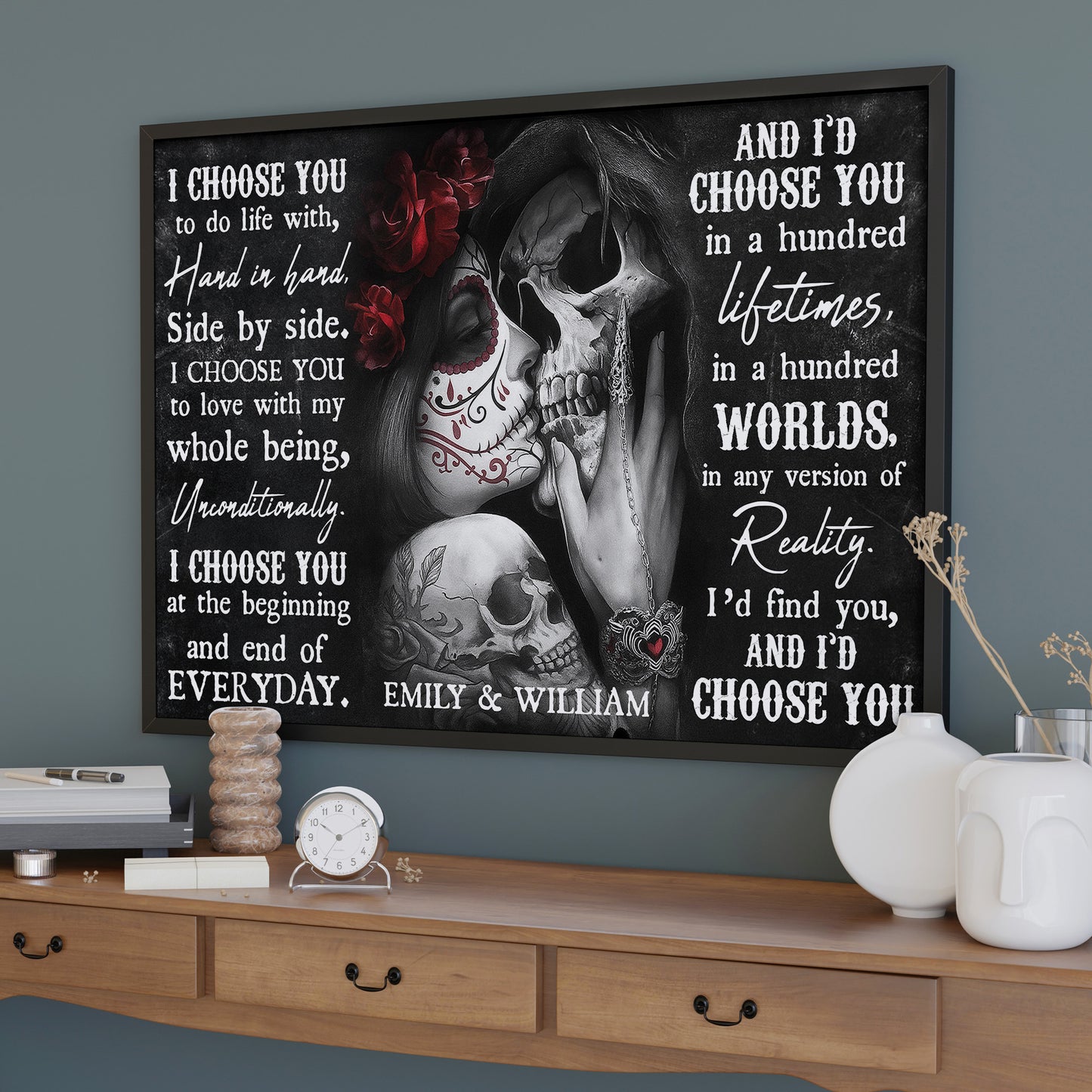 I Choose You, Skulls And Roses Design