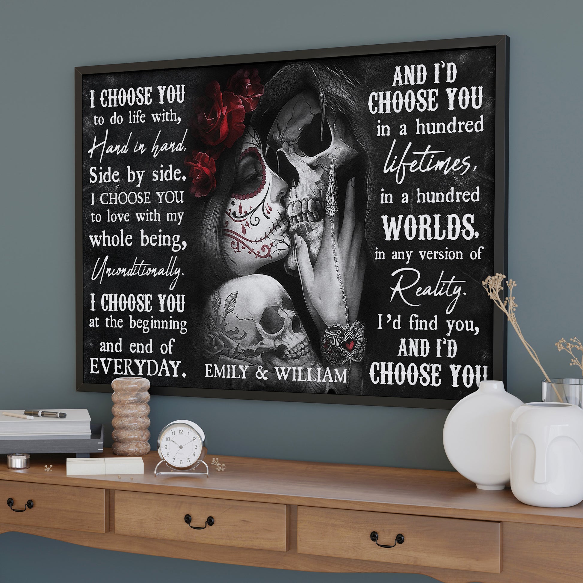 I Choose You, Skulls And Roses Design