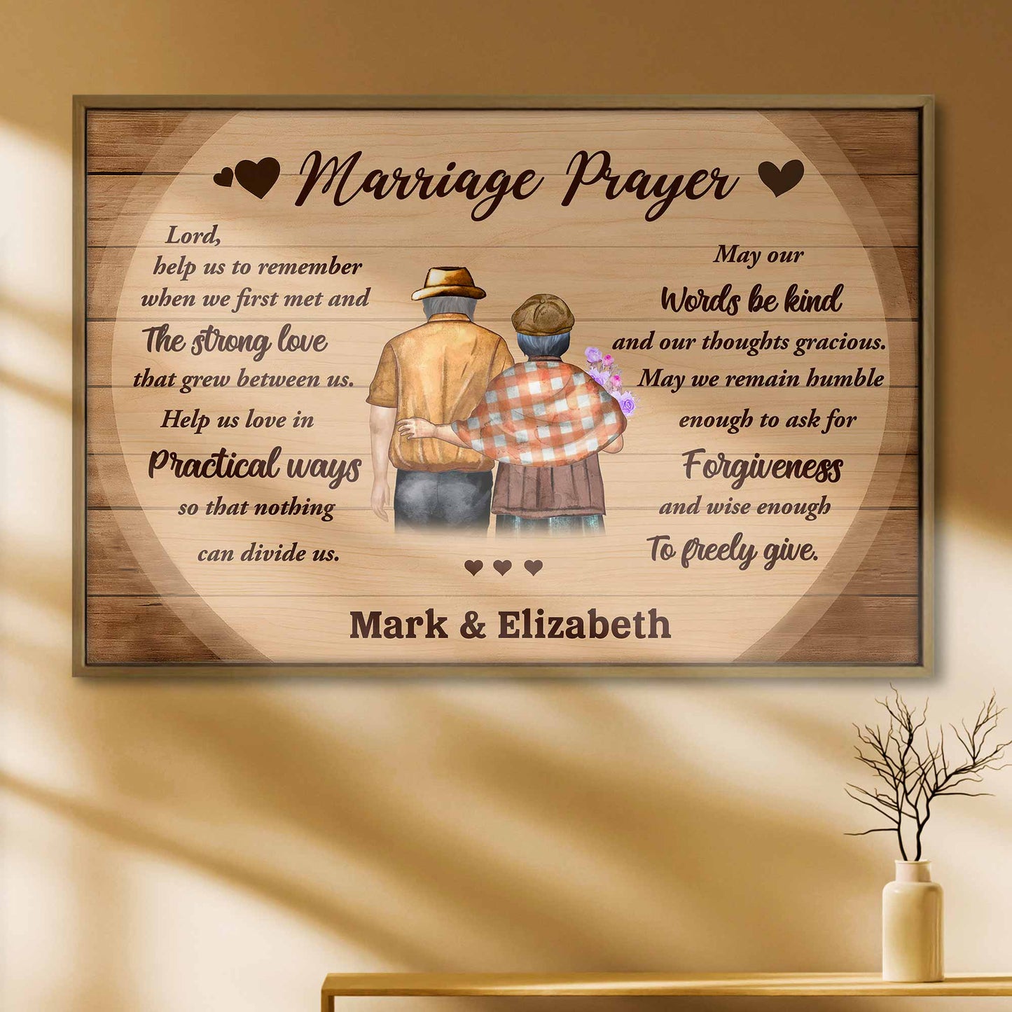 Marriage Prayer Elderly Couple Love And Unity - Personalized Custom Horizontal Poster - CPL501_HPOS