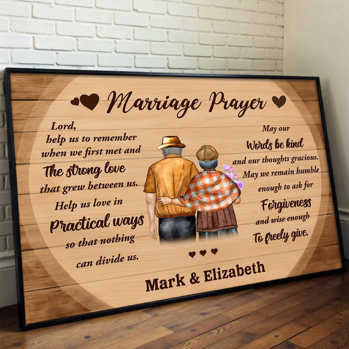 Marriage Prayer Elderly Couple Love And Unity - Personalized Custom Horizontal Poster - CPL501_HPOS