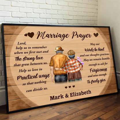 Marriage Prayer Elderly Couple Love And Unity - Personalized Custom Horizontal Poster - CPL501_HPOS