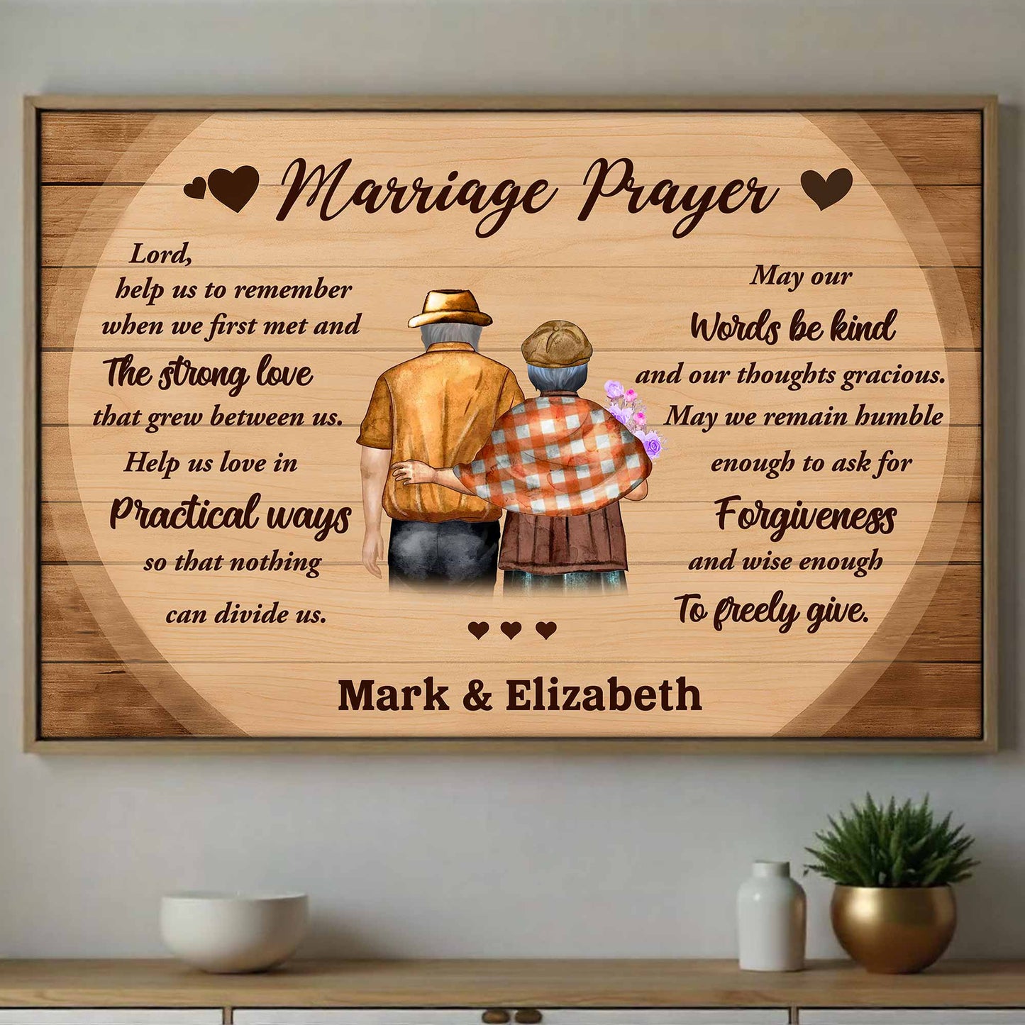 Marriage Prayer Elderly Couple Love And Unity - Personalized Custom Horizontal Poster - CPL501_HPOS