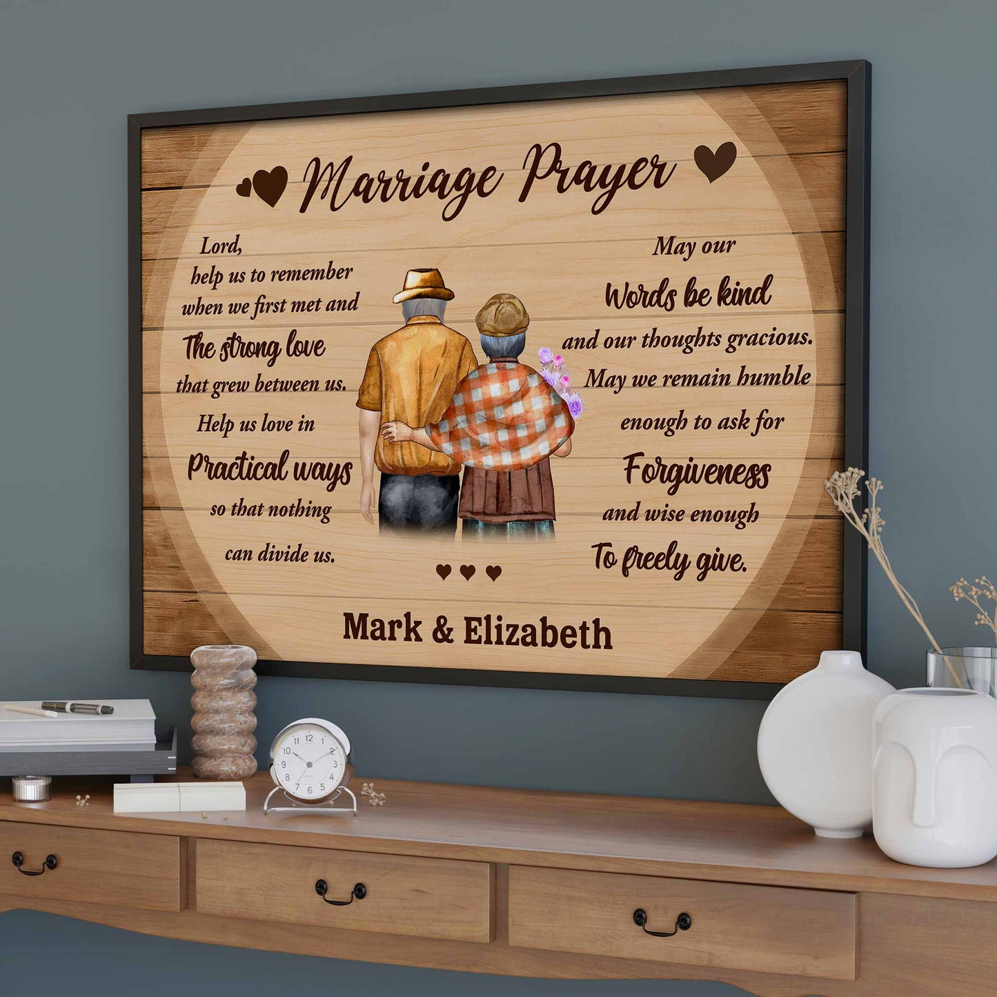 Marriage Prayer Elderly Couple Love And Unity - Personalized Custom Horizontal Poster - CPL501_HPOS
