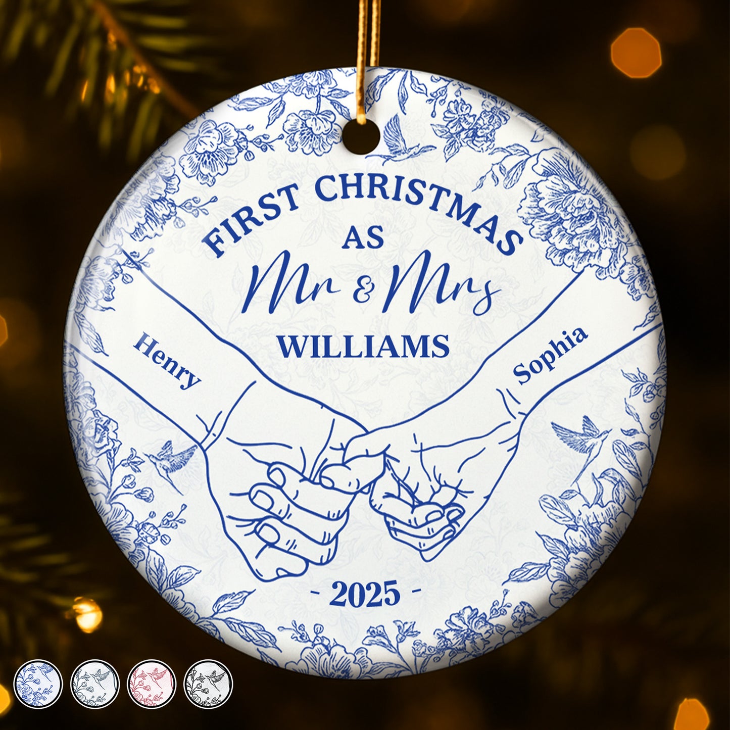 First Christmas As Mr & Mrs, Holding Hands, Floral Design