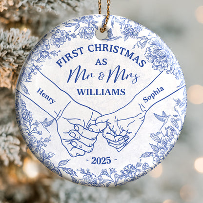 First Christmas As Mr & Mrs, Holding Hands, Floral Design