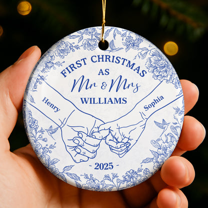 First Christmas As Mr & Mrs, Holding Hands, Floral Design