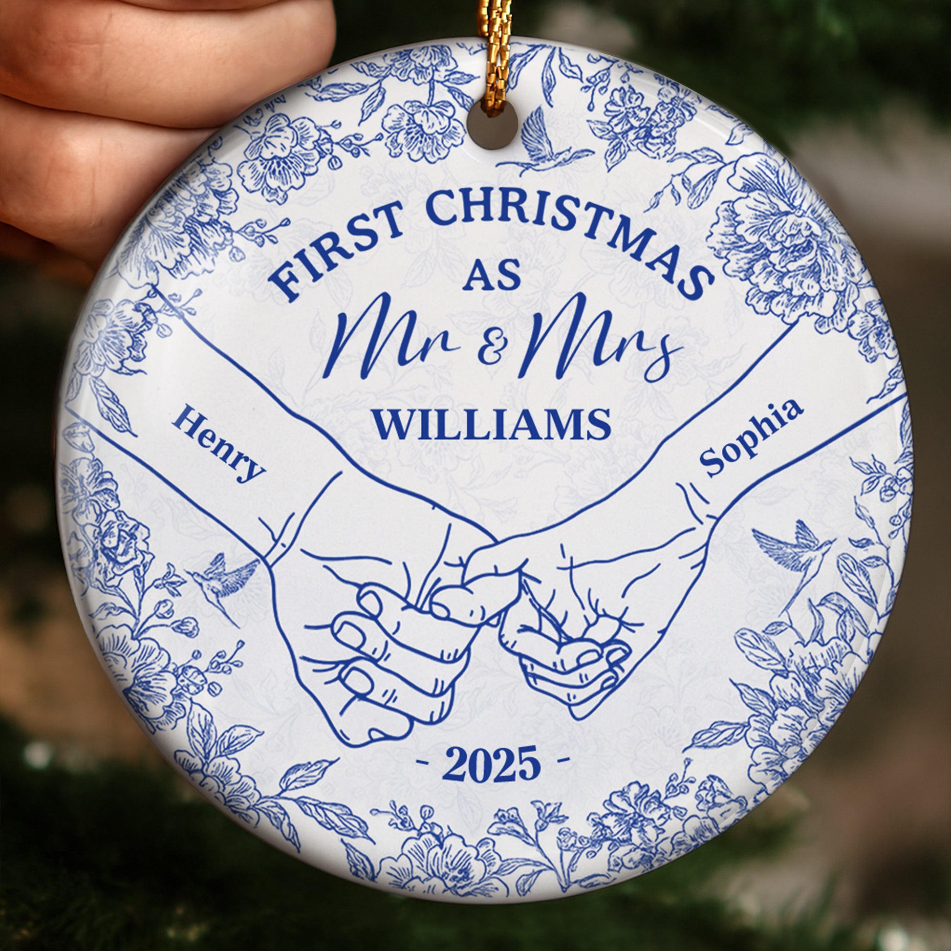First Christmas As Mr & Mrs, Holding Hands, Floral Design