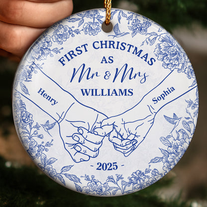First Christmas As Mr & Mrs, Holding Hands, Floral Design