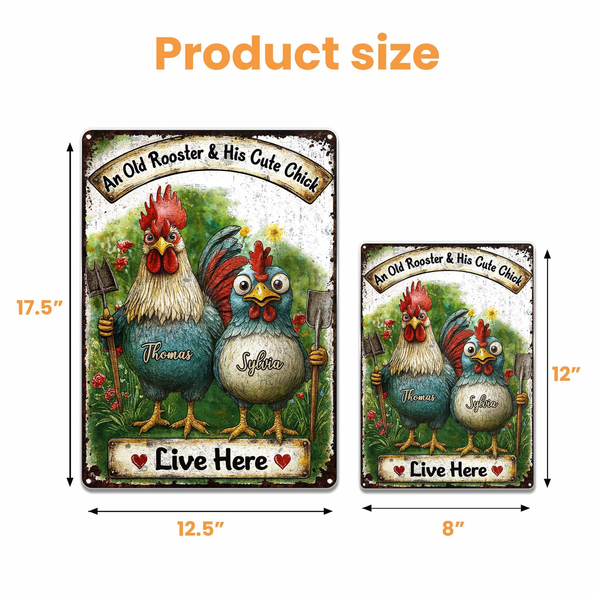 An Old Rooster & His Cute Chick Live Here