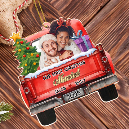 Our First Christmas Married, Christmas Tree And Truck