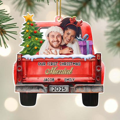 Our First Christmas Married, Christmas Tree And Truck