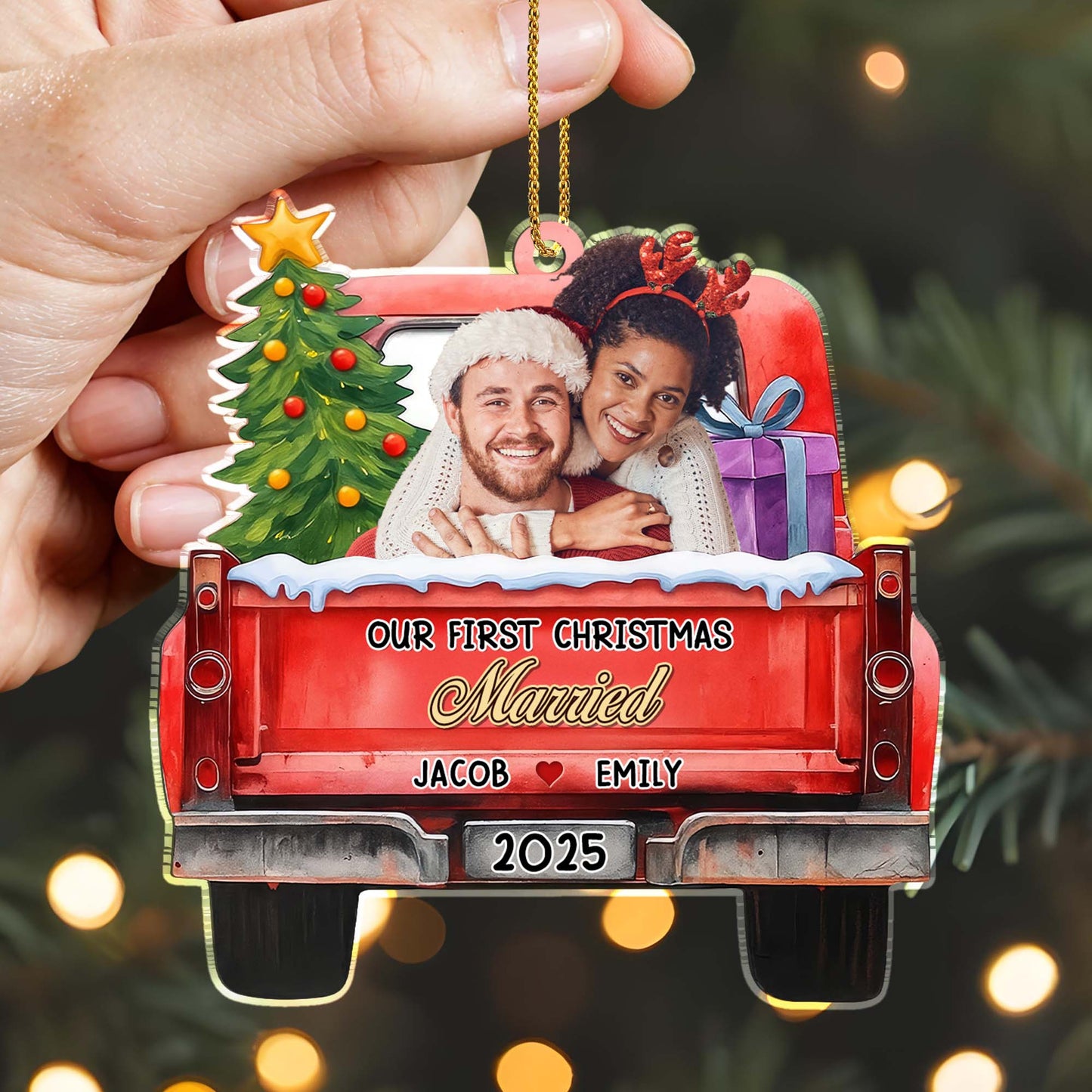 Our First Christmas Married, Christmas Tree And Truck