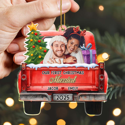 Our First Christmas Married, Christmas Tree And Truck