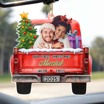 Our First Christmas Married, Christmas Tree And Truck