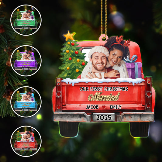 Our First Christmas Married, Christmas Tree And Truck