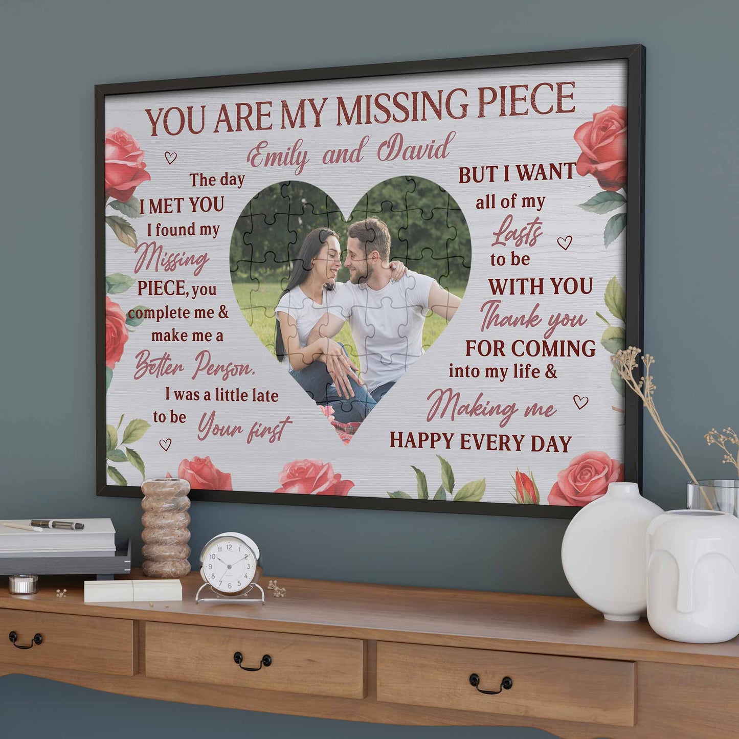 You Are My Missing Piece With Puzzle And Roses