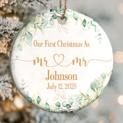 Our First Christmas As Mr & Mr With Hearts And Leaves