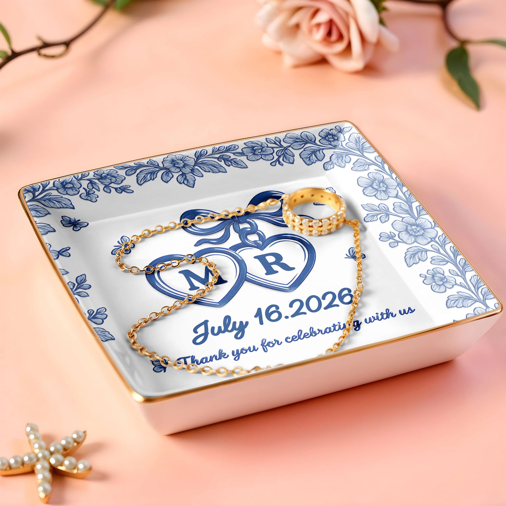 Thank You for Celebrating with Us, Flowers and Hearts