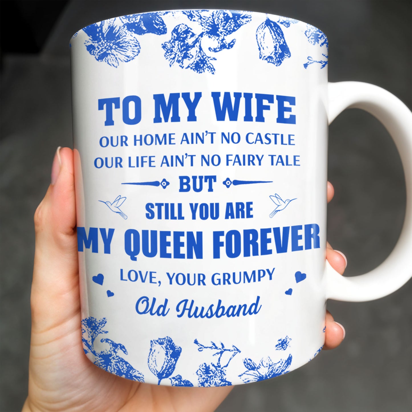 To My Wife You Are My Queen Forever Hearts and Birds Design