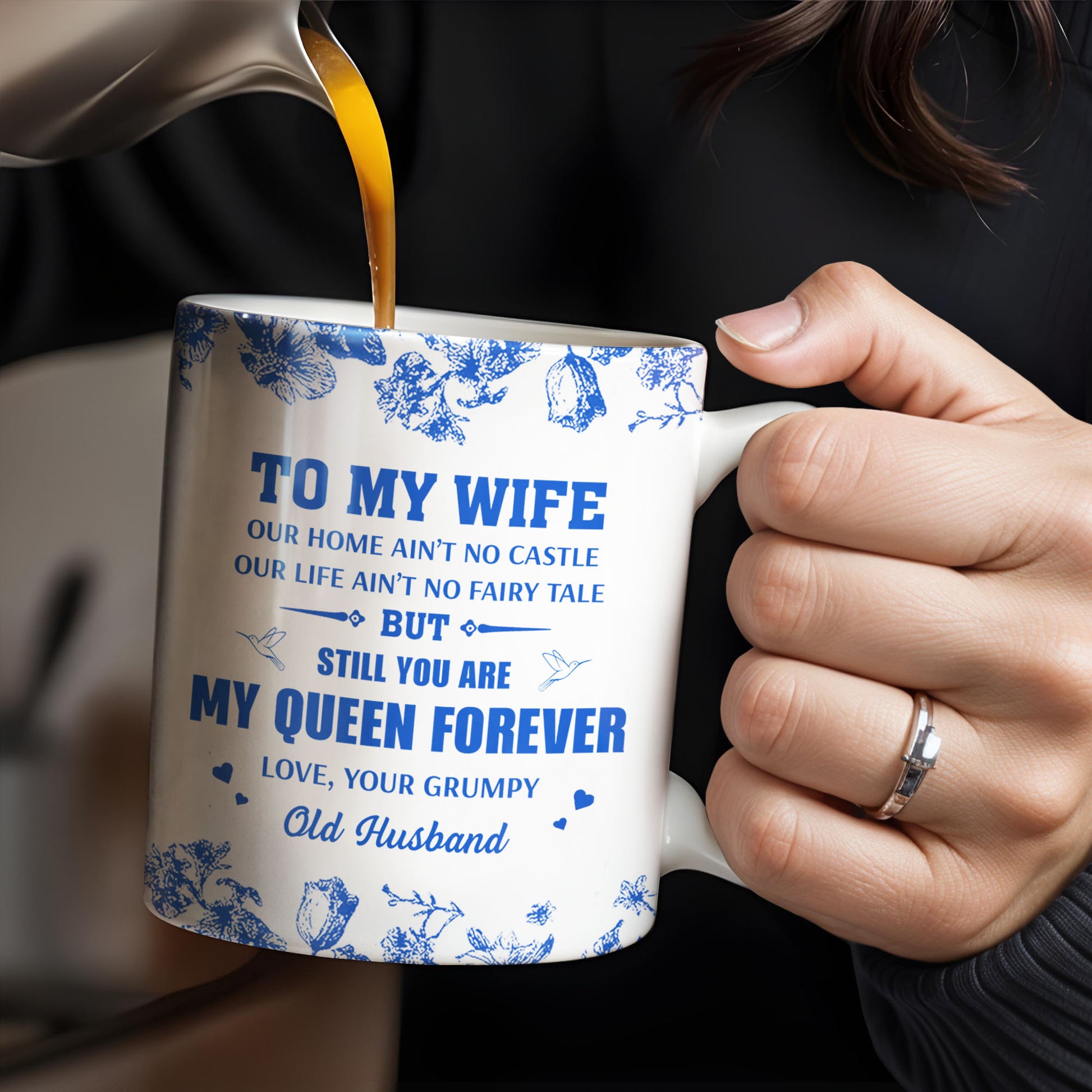 To My Wife You Are My Queen Forever Hearts and Birds Design