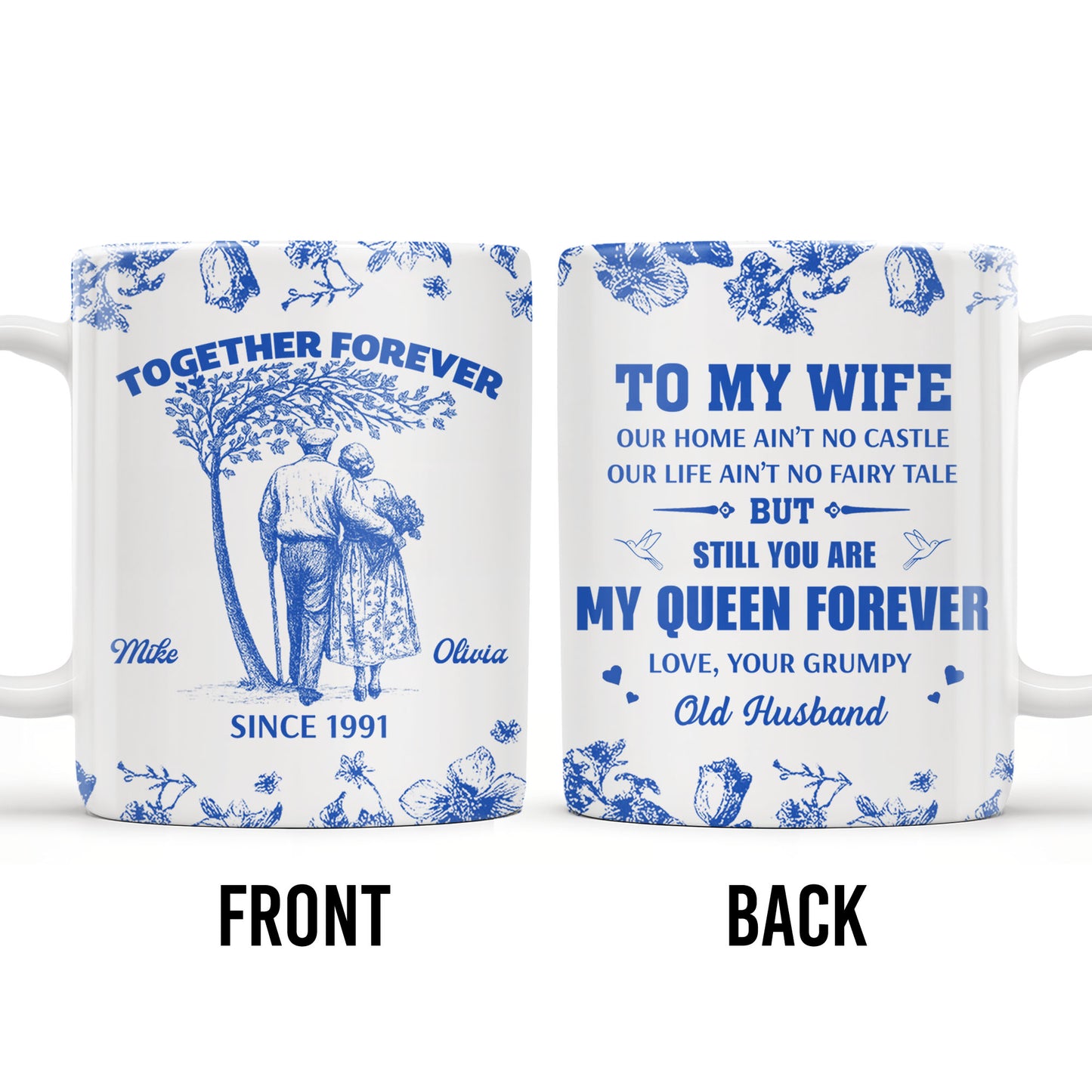 To My Wife You Are My Queen Forever Hearts and Birds Design