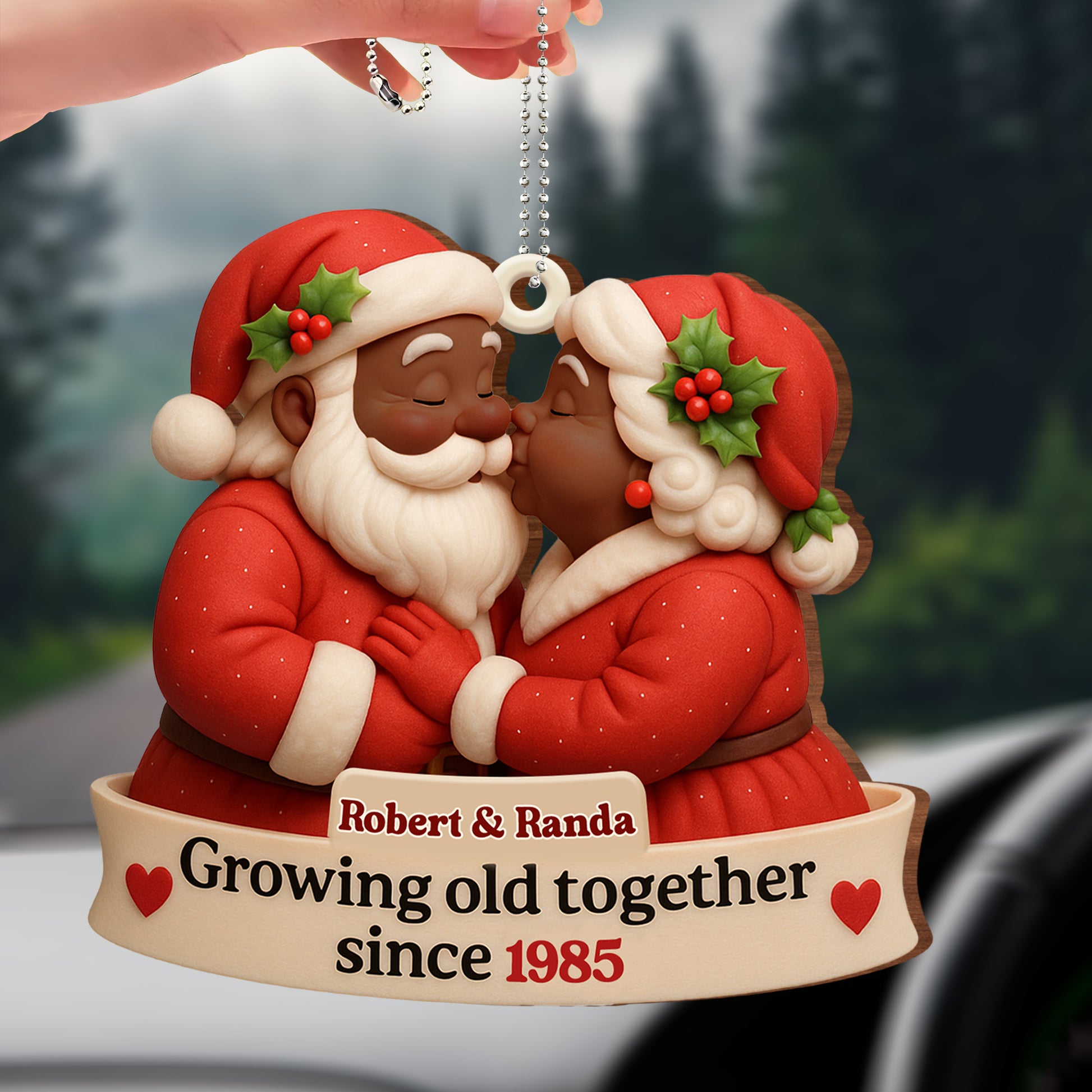 Growing Old Together, Santa Claus And Holly Design