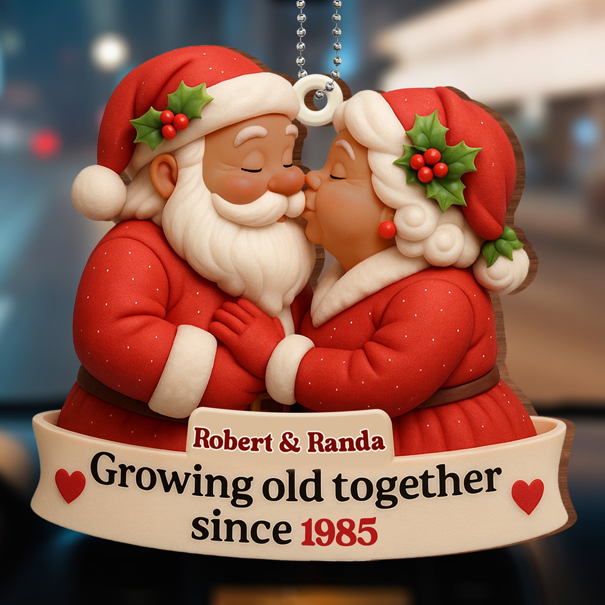 Growing Old Together, Santa Claus And Holly Design