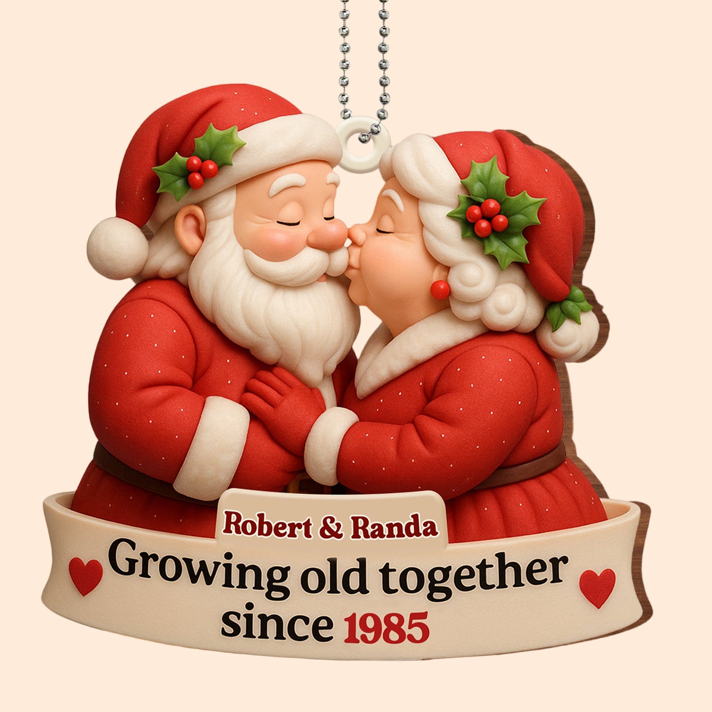 Growing Old Together, Santa Claus And Holly Design