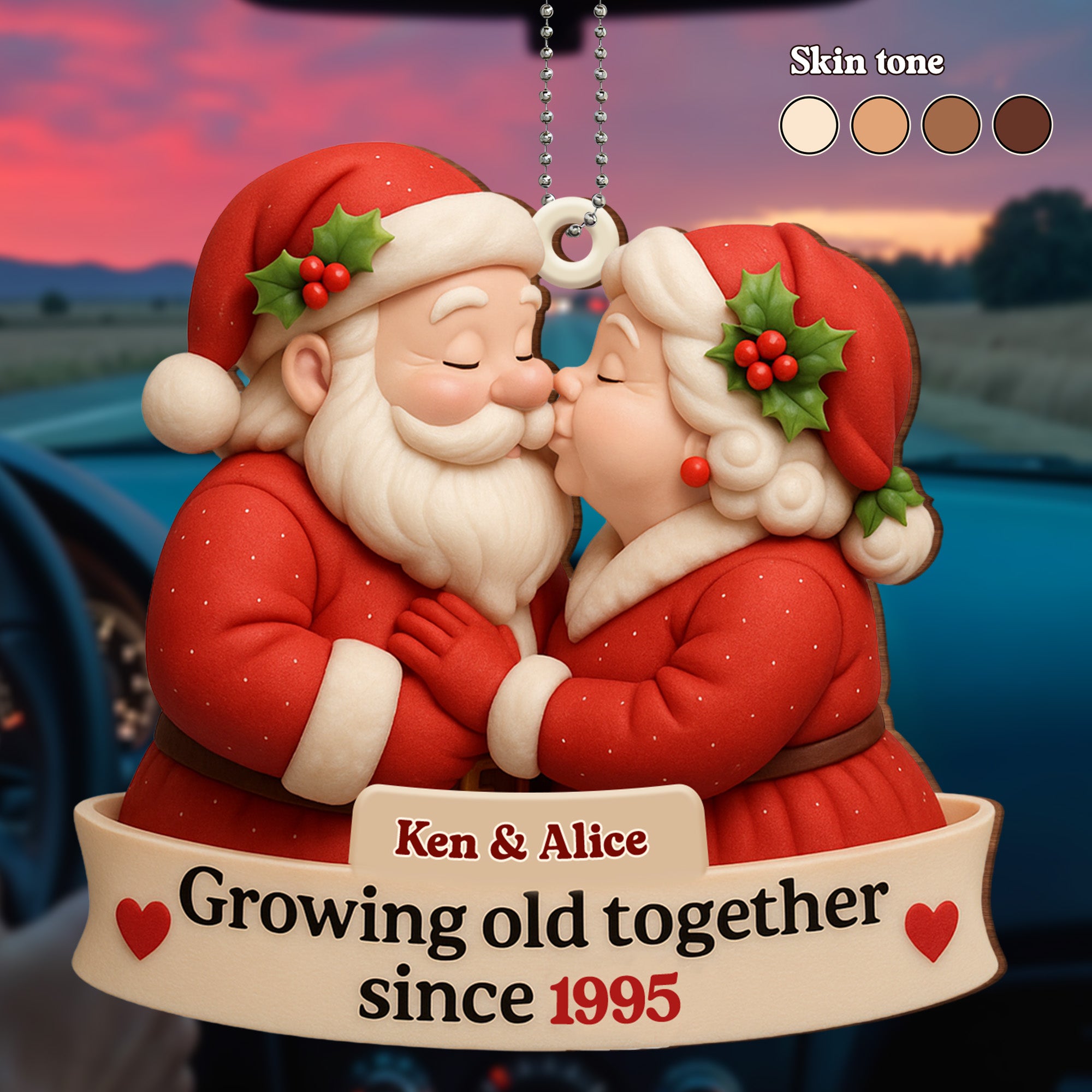 Growing Old Together, Santa Claus And Holly Design, Car Hanging ...