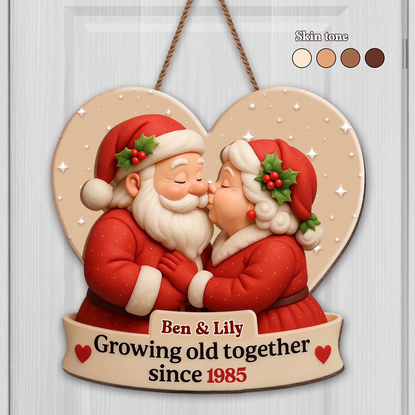 Growing Old Together, Heart-Shaped Santa Claus Design