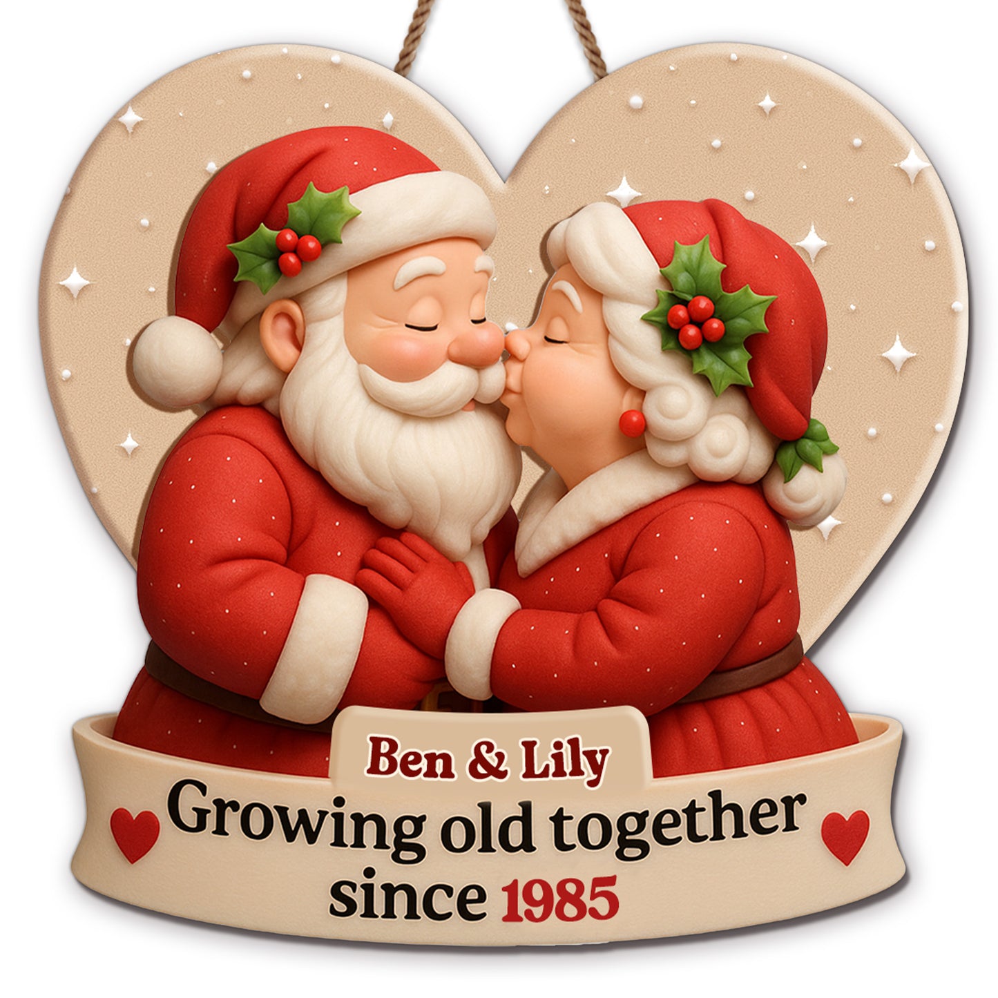 Growing Old Together, Heart-Shaped Santa Claus Design