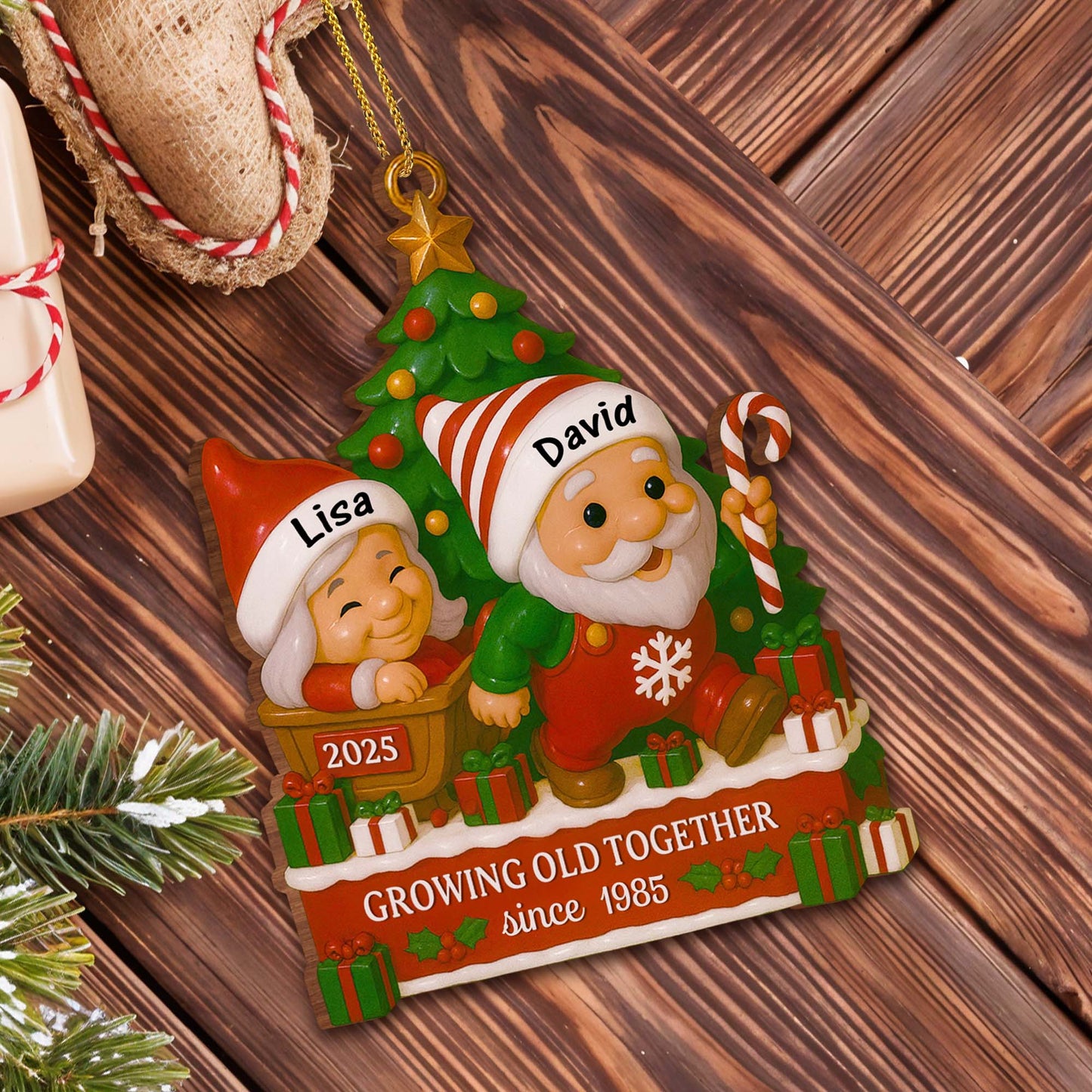 Growing Old Together, Santa Hats And Christmas Tree