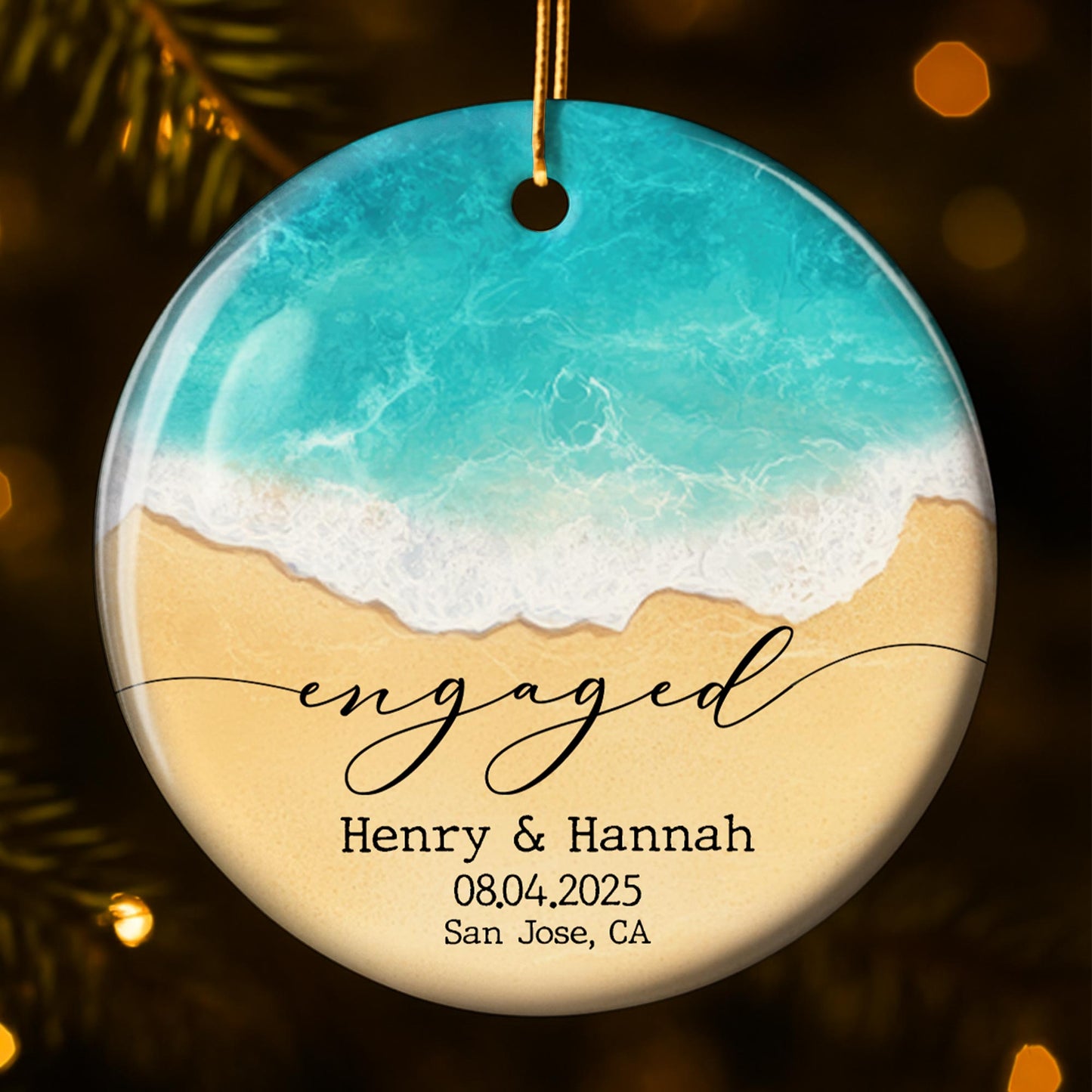 Engaged, Ocean And Beach Scene