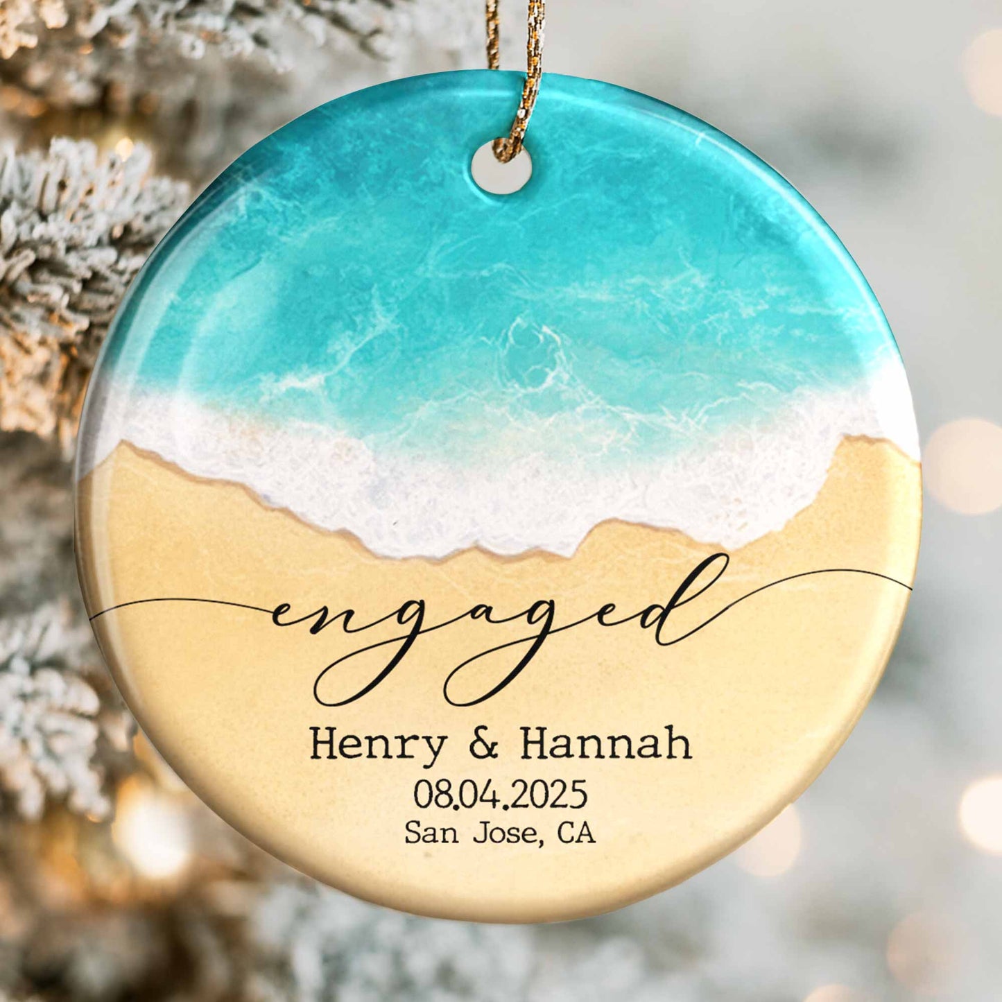 Engaged, Ocean And Beach Scene