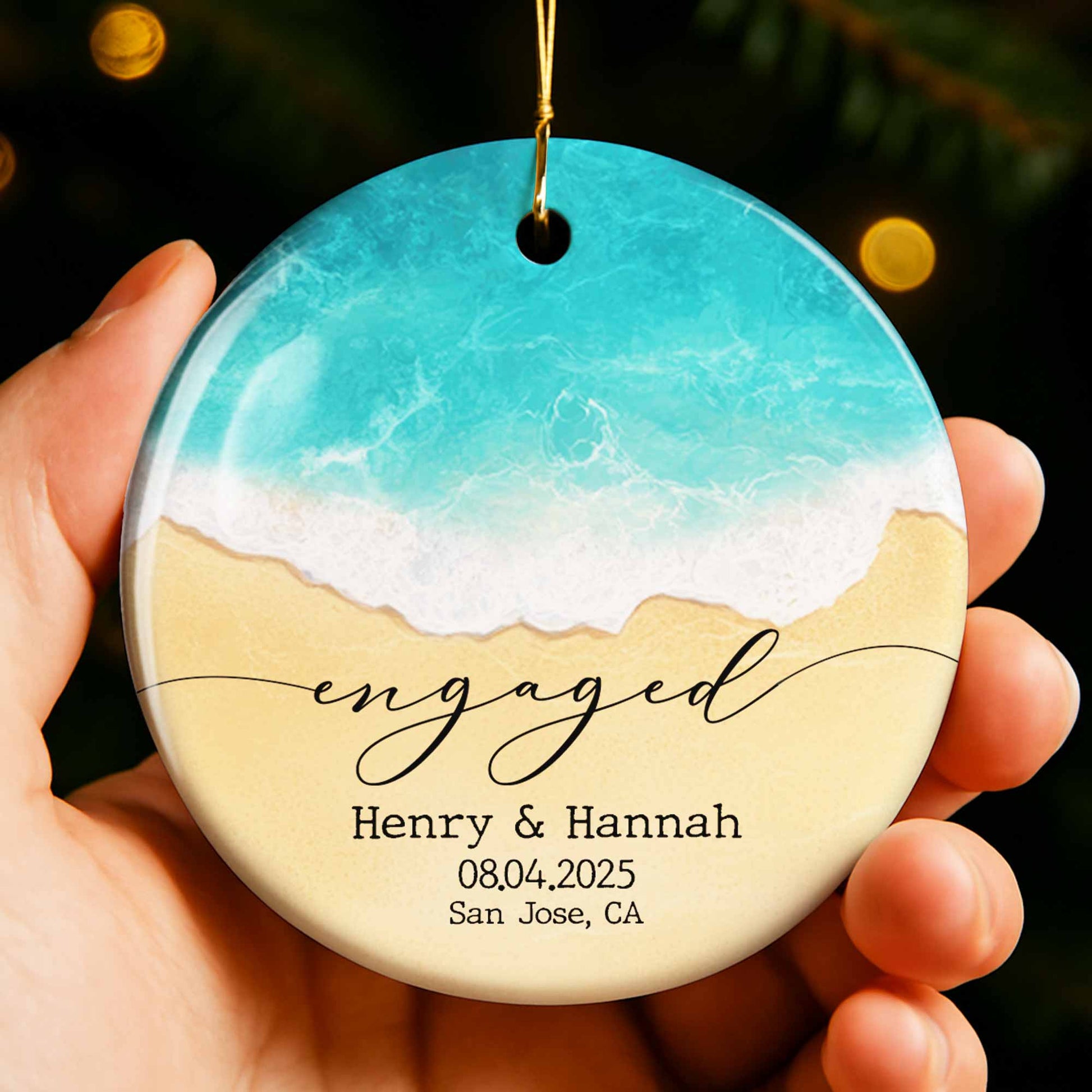 Engaged, Ocean And Beach Scene