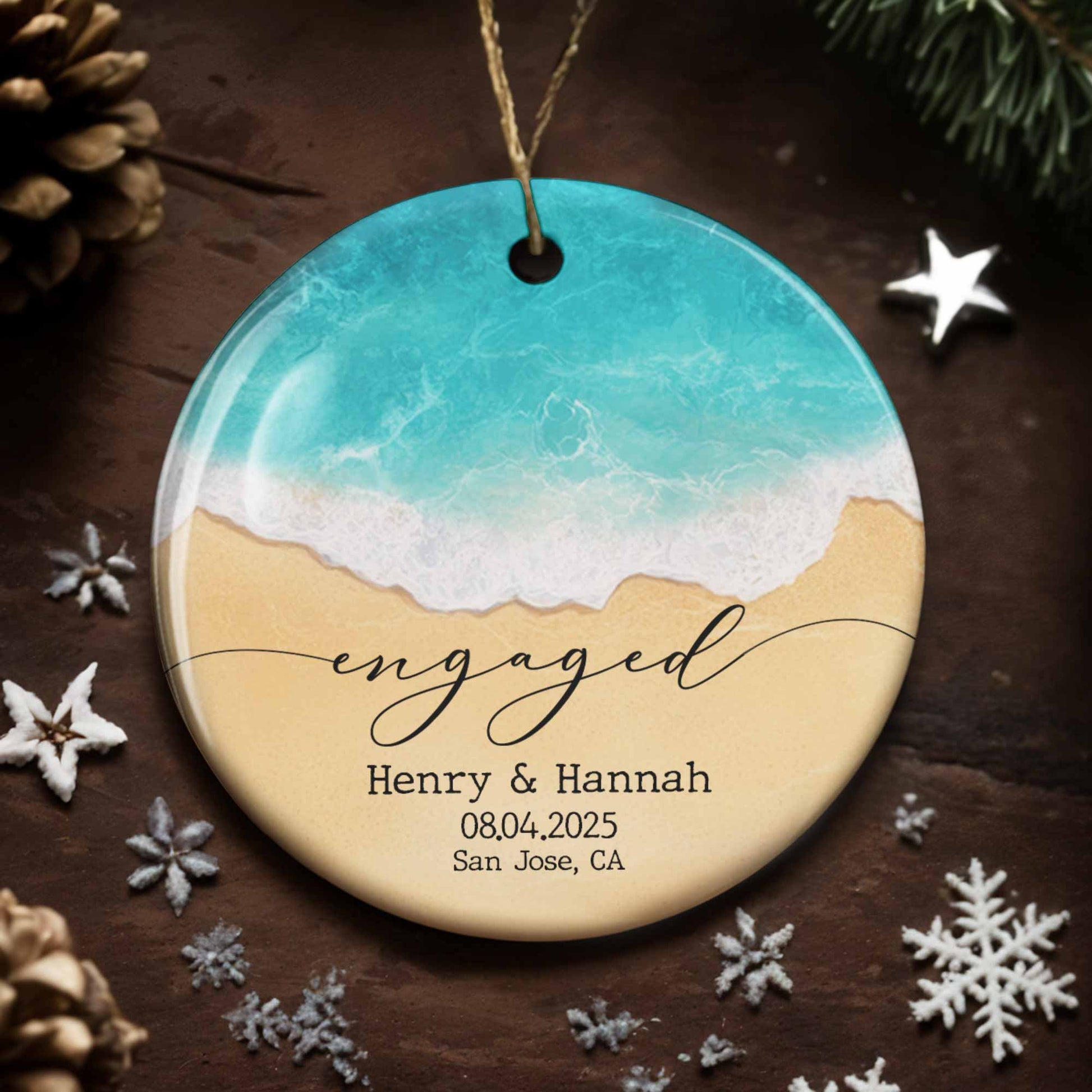 Engaged, Ocean And Beach Scene