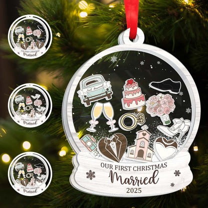 Our First Christmas Married, Champagne Glasses And Wedding Icons