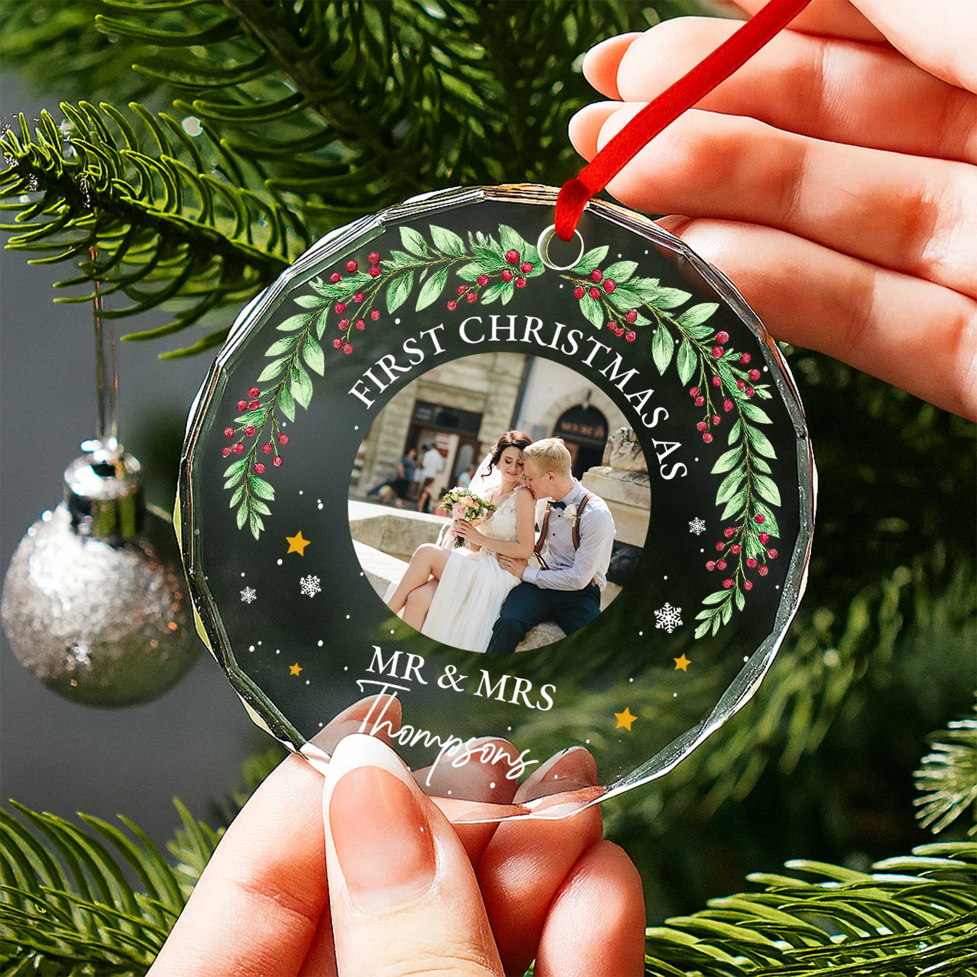 First Christmas As Mr & Mrs, Holly Berries, Stars